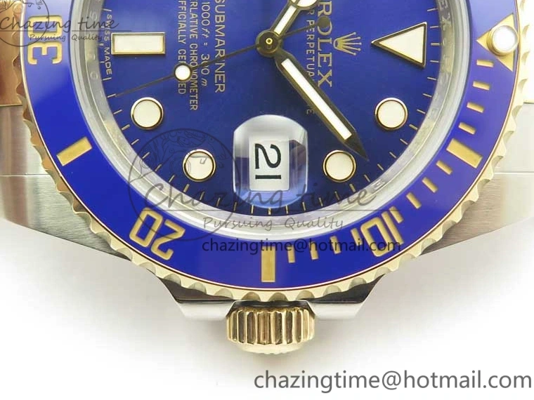 MiroTime 0410 Affordable Submariner 116613 LB Noob 1:1 Best Edition YG Wrapped Bezel Blue Dial on SS YG Bracelet A2836 V 3413